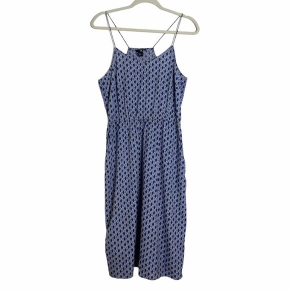 H & M Blue Print Spaghetti Strap Summer Dress 10 - Picture 1 of 6